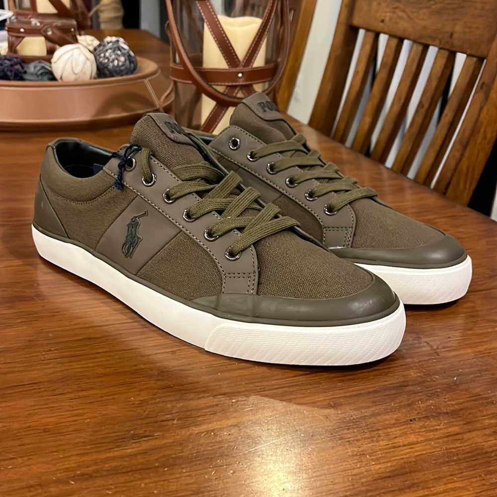 Polo Ralph Lauren Ian Boat Deck shoes sneakers new olive green Mens Size 12